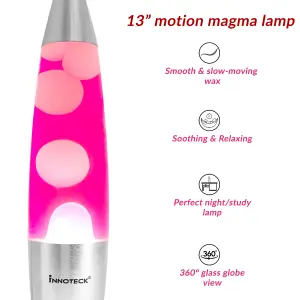 Innoteck 13" Soothing Motion Lava Lamp - White Lava, Pink Liquid