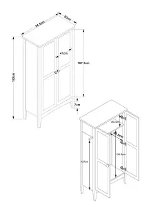 2 door wardrobe, Midnight Blue - Como