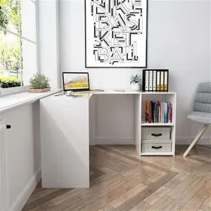 Upsilon L-Shape Computer Desk Zipcode Design Colour: White