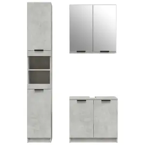 Berkfield 3 Piece Bathroom Cabinet Set Concrete Grey Engineered Wood