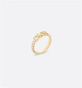 DIOR Diorevolution Ring Gold-Finish Metal And White Crystals - Size L - Women