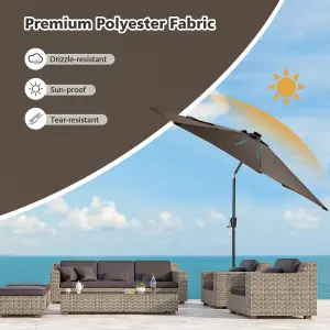 Costway 3M Patio Solar Market Umbrella Parasol with 112 LED Crank &Tilting