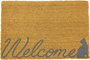 Grey Welcome Scribble Cat Doormat