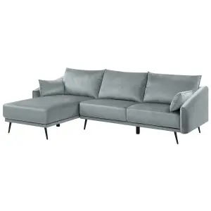 Corner Sofa with LED VARDE Grey Velvet Right Hand