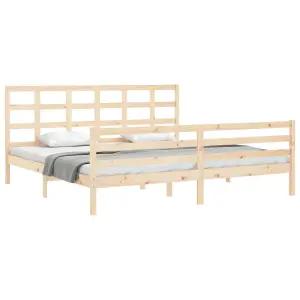 Berkfield Bed Frame with Headboard Super King Size Solid Wood