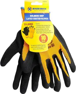 Set Of 12 Pairs Latex Coated Builders Workshop Gloves Strong Grip Multi Purpose