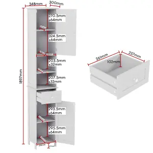 Bath Vida Priano White 2 Door Tall Bathroom Cabinet With Mirror