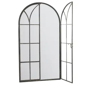 MirrorOutlet Summer View Metal Arch shaped Opening WIndow Garden Mirror 140cm X 75cm