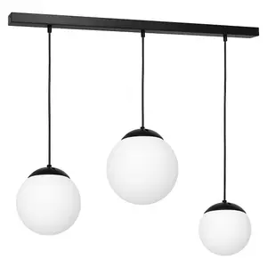 Milagro Lima Hand Made Designer Triple Pendant Lamp Matt Black And Cool White