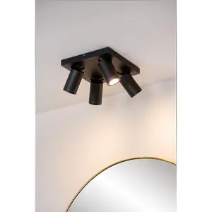 Lucide Taylor Modern Ceiling Spotlight Bathroom - LED Dim to warm - GU10 - 4x5W 2200K/3000K - IP44 - Black