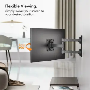 VonHaus TV Wall Bracket Mount Tilt & Swivel Ultra Slim Design for 13-27" up to 20kg Max VESA 100X100