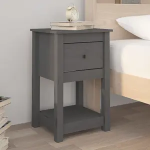 Berkfield Bedside Cabinets 2 pcs Grey 40x35x61.5 cm Solid Wood Pine