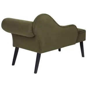 Right Hand Fabric Chaise Lounge Olive Green BIARRITZ