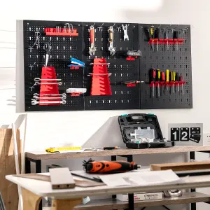 Costway Pegboard Wall Organizer Kit Garage Storage w/ Drill Bit Storage Rack