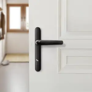 1 Pair Aluminum Alloy Door Handles without Lock Cylinder Sleek Black