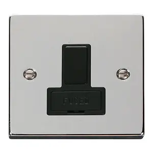 Polished Chrome 13A Fused Connection Unit Switched - Black Trim - SE Home