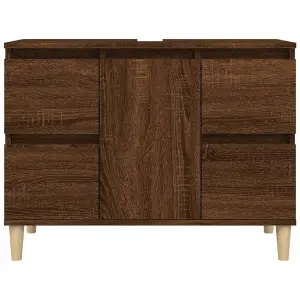 Berkfield Sink Cabinet Brown Oak 80x33x60 cm Engineered Wood