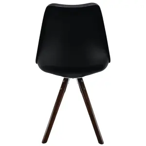 Soho Black Plastic Dining Chair with Pyramid Dark Wood Legs