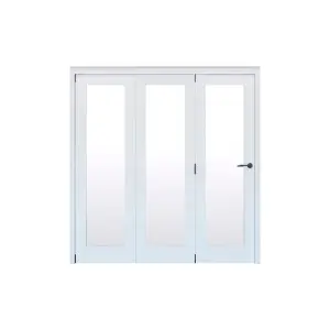 Geom 1 Lite Clear Glazed Pre-painted White Softwood Internal Bi-fold Door set, (H)2060mm (W)1904mm