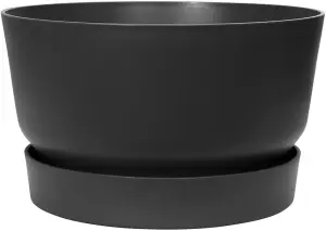 Elho Recycled Plastic Greenville Bowl 33cm Living Black Plant Pot