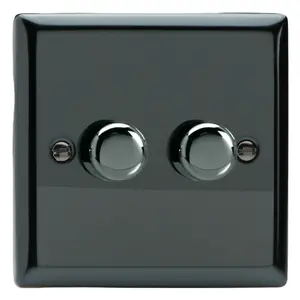 Varilight 2-Gang 2-Way V-Pro Push On/Off Rotary LED Dimmer 2 x 0-120W Iridium