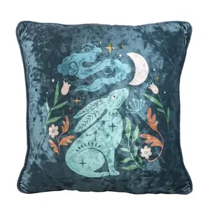 Something Different Midnight Hare Square Cushion Blue (One Size)