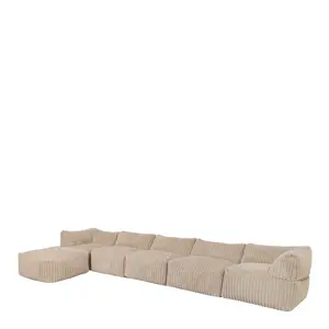 icon Tetra Ribbed Faux Fur Modular Sofa Bean Bag - Natural (6pc)