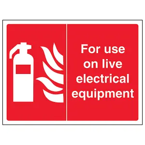 Live Electrical Equipment Fire Sign - Rigid Plastic - 200x150mm (x3)