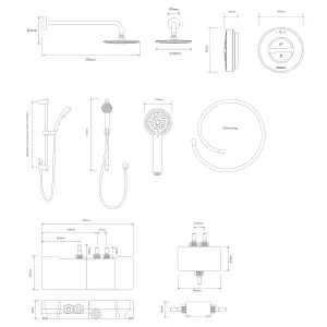 Aqualisa Smart Link Concealed valve Gravity-pumped Wall fed Smart Digital 4-spray pattern Shower with Adjustable & Fixed Shower head