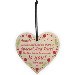 Special Gift For Auntie Birthday Mothers Day Wood Heart Gift From Niece Nephew Keepsake