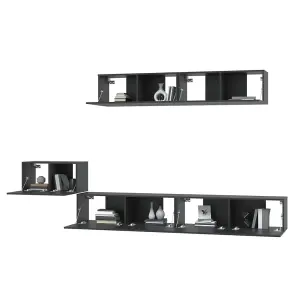 Berkfield 5 Piece TV Cabinet Set Black Engineered Wood