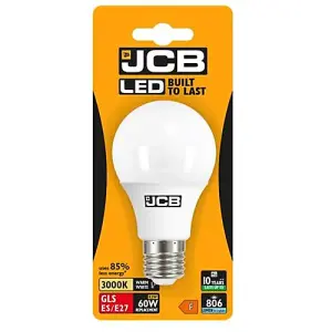 JCB LED A60 806lm Opal 10w Light Bulb E27 3000k White (Pack of 4)