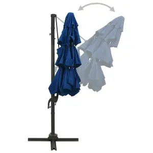 Berkfield 4-Tier Parasol with Aluminium Pole Azure Blue 3x3 m