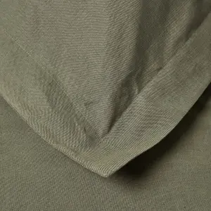 Homescapes Khaki Green Linen Oxford Pillowcase, King