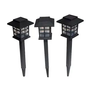 Primrose Outdoor Solar Garden Lights Set of 3  Oriental Lantern Decorative Path White LED