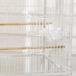 PawHut Large Bird Cage Budgie Cage for Finch Canaries Parrot with Stand White