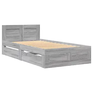 Berkfield Bed Frame with Headboard without Mattress Grey Sonoma 100x200 cm