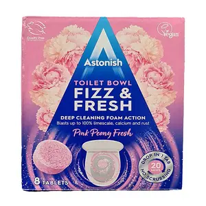 Astonish Toilet Bowl Fizz & Fresh Tabs Pink Peony Fresh, 8 Tablets (Pack of 6)