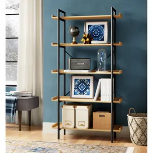 Jessica 92cm W Steel Etagere Bookcase Barnwood