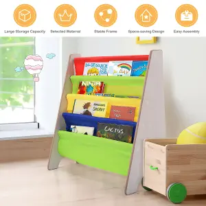 Costway 4 Tier Kids Bookshelf Magazine Rack Baby Book Storage Display Organizer Holder