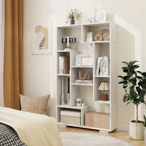 Costway 120cm Tall Bookshelf Modern Geometric Bookcase Book Storage Organizer