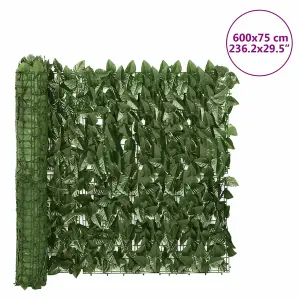 Berkfield Balcony Privacy Screen with Dark Green Leaves 600x75 cm