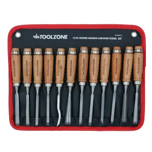 12pc Wood Chisel Heat Treated Carbon Steel Carving Chisels Woodworking