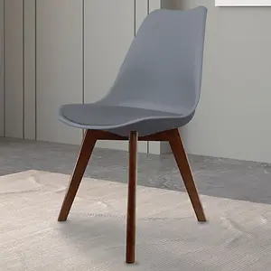 Soho Dark Grey Plastic Dining Chair with Squared Dark Wood Legs