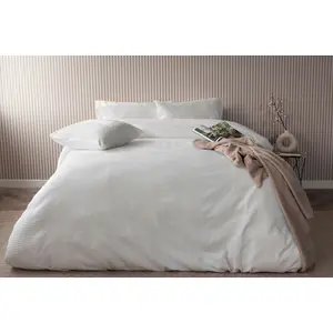 Belledorm Waffle Stripe Duvet Cover Set Vanilla (Single)