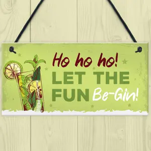 Red Ocean Funny Christmas Sign For Bar Man Cave Bar Sign Let The Fun Be Gin Gifts Keepsake