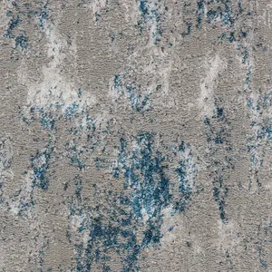 Grey Blue Modern Floral Optical/ (3D) Rug Easy to clean Living Room and Bedroom-160cm X 221cm