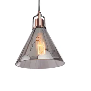 Inlight Dafyd Flush Glass & metal Antique copper effect 3 Lamp Ceiling light