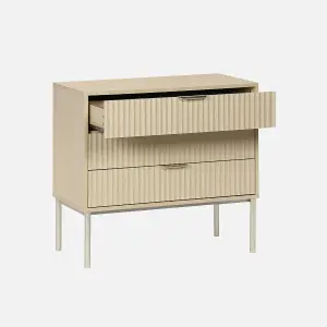 sweeek. 3-drawer chest in wood and metal-effect Richmond Natural