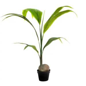 Faux Coconut Palm Tree - 110cm Indoor Tropical Fake Tree - Blooming Artificial